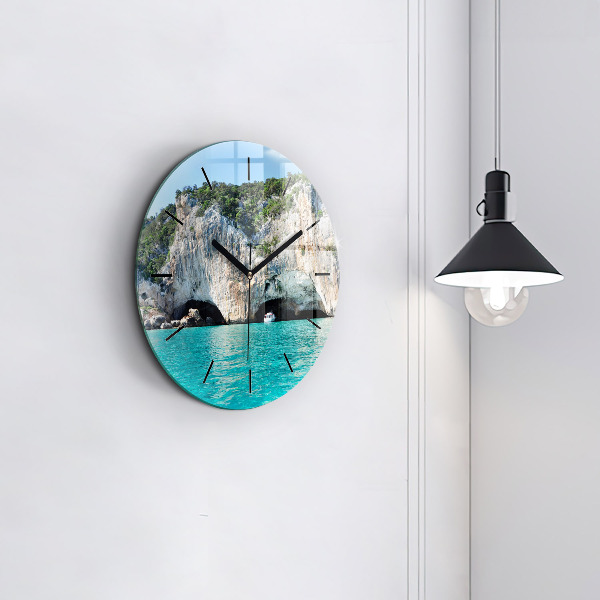 Round glass clock Underwater Cave