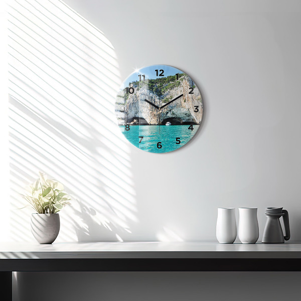 Round glass clock Underwater Cave