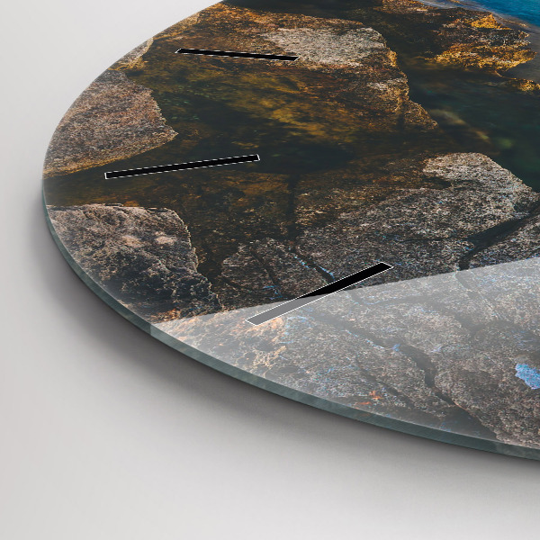 Round glass clock Sea landscape