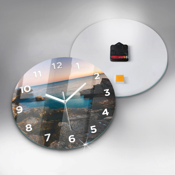 Round glass clock Sea landscape