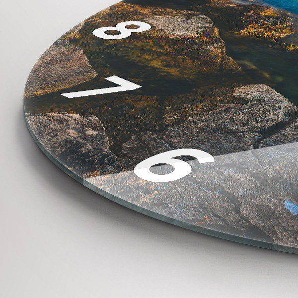 Round glass clock Sea landscape