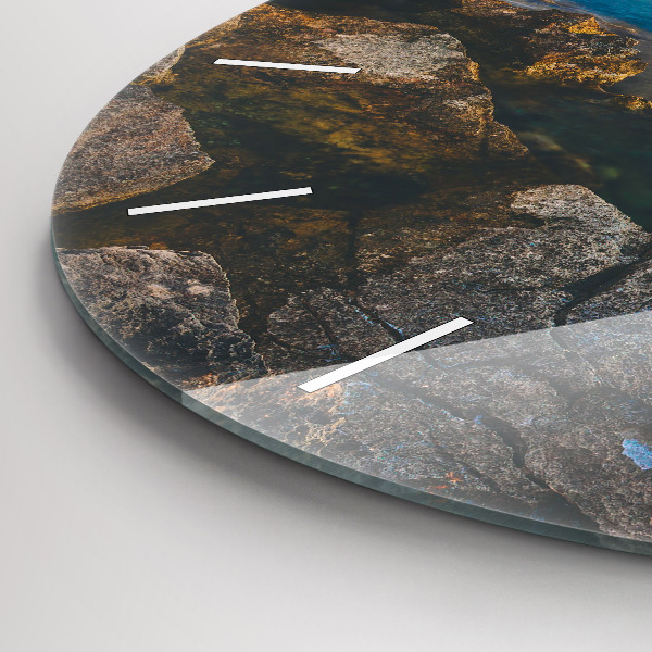 Round glass clock Sea landscape