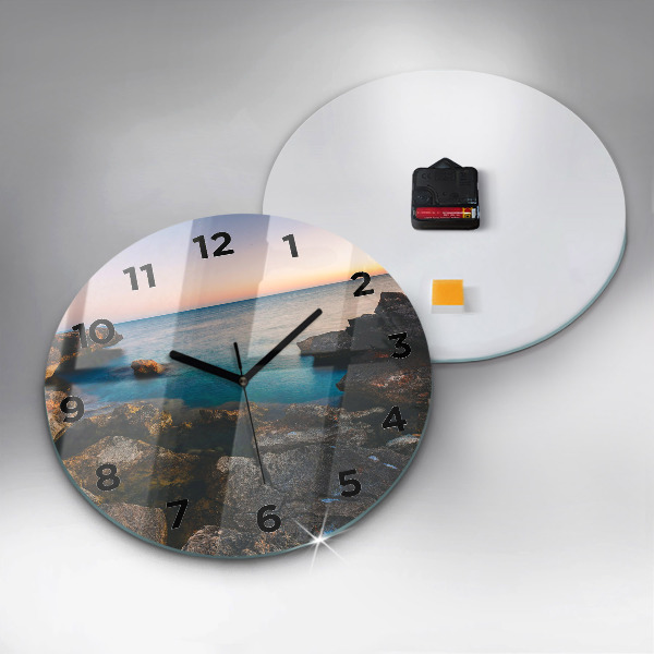 Round glass clock Sea landscape