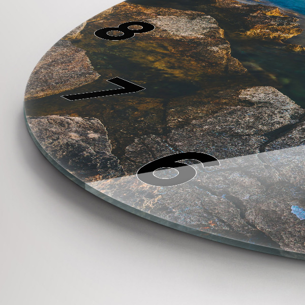 Round glass clock Sea landscape