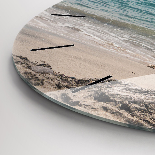 Round glass clock View of the Mediterranean Sea