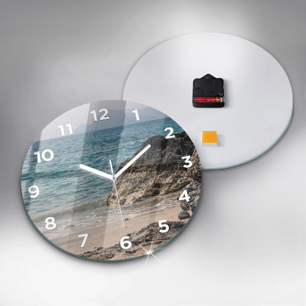 Round glass clock View of the Mediterranean Sea