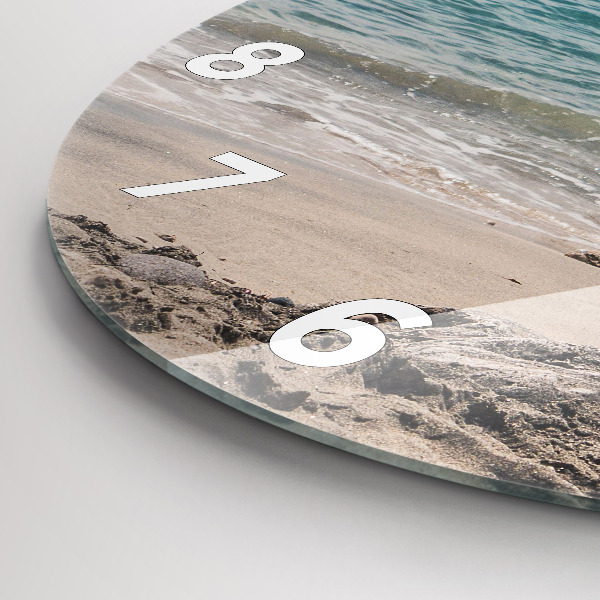 Round glass clock View of the Mediterranean Sea