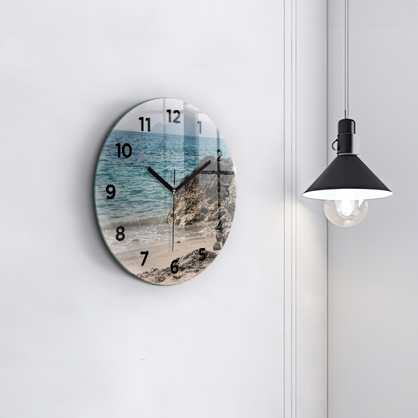 Round glass clock View of the Mediterranean Sea