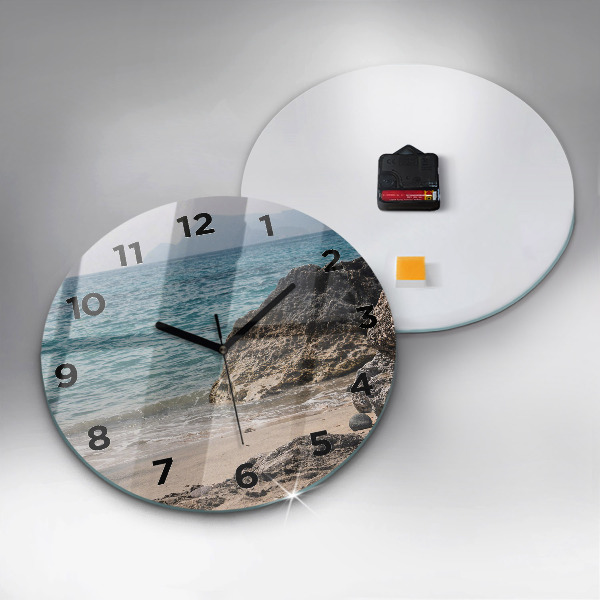 Round glass clock View of the Mediterranean Sea