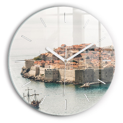 Round glass clock Sailing ship in Dubrovnik
