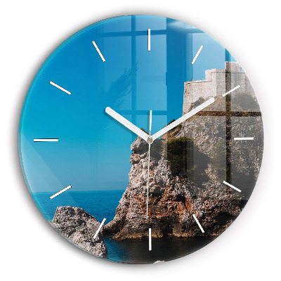 Round glass clock Cliffs in Dubrovnik