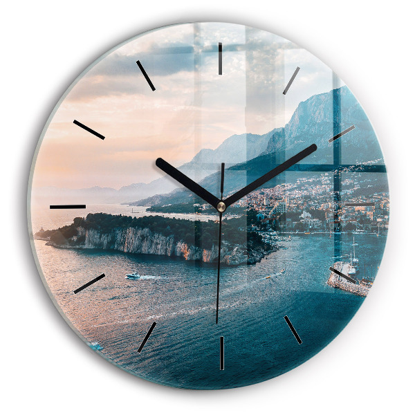 Round glass clock Island in Croatia