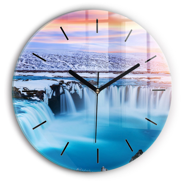 Round glass clock Godafoss Waterfall Iceland
