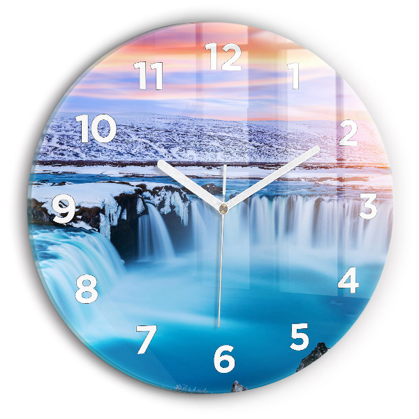 Round glass clock Godafoss Waterfall Iceland