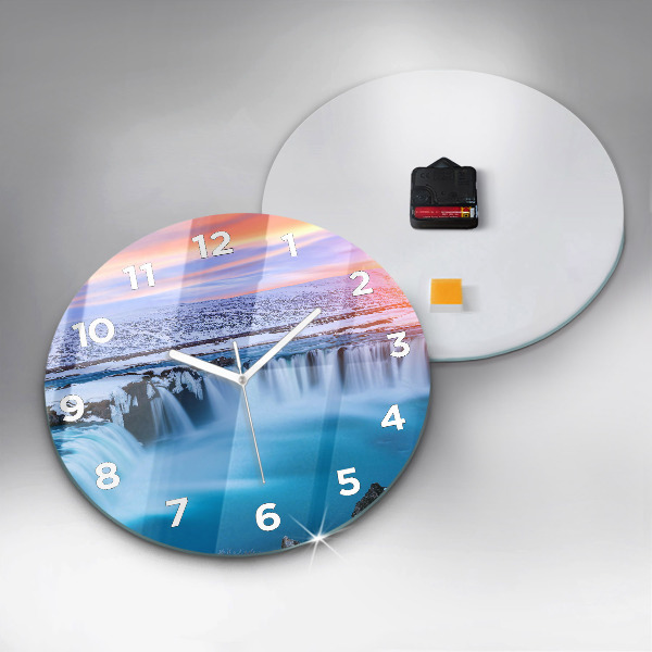 Round glass clock Godafoss Waterfall Iceland