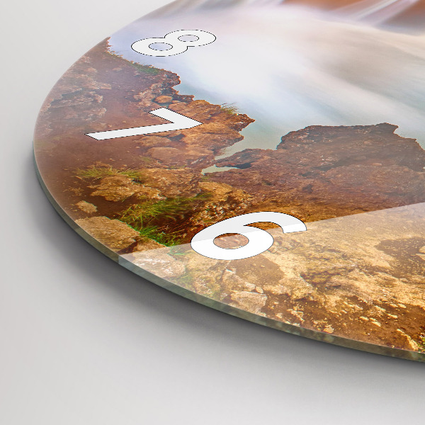 Round glass clock Godafoss in Iceland