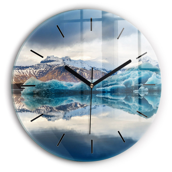 Round glass clock Lake Jokulsarlon Iceland