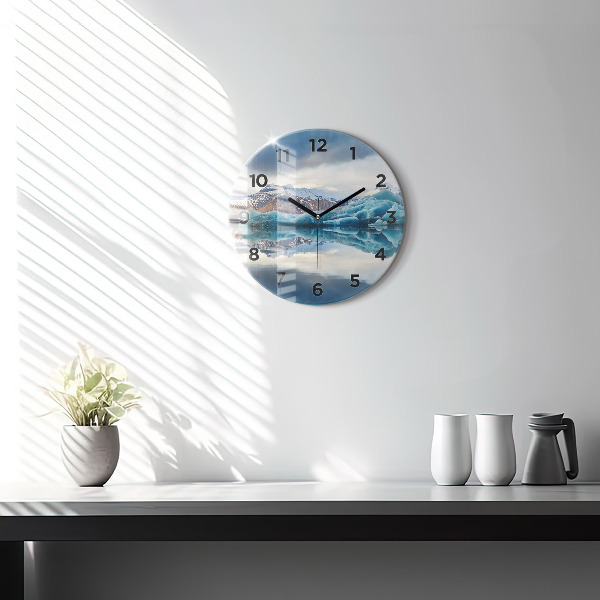 Round glass clock Lake Jokulsarlon Iceland