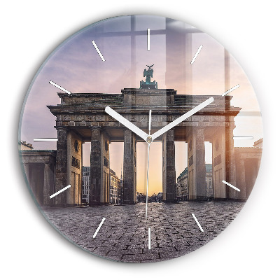 Round glass clock Brandenburg Gate