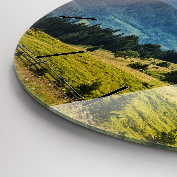Round glass clock Landscape with forests
