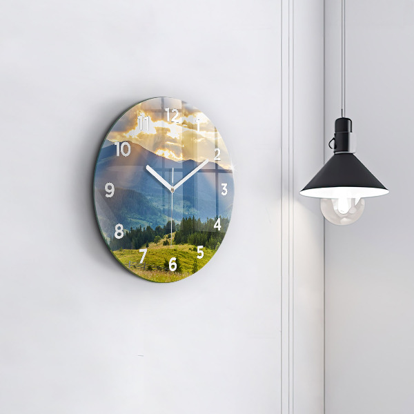 Round glass clock Landscape with forests