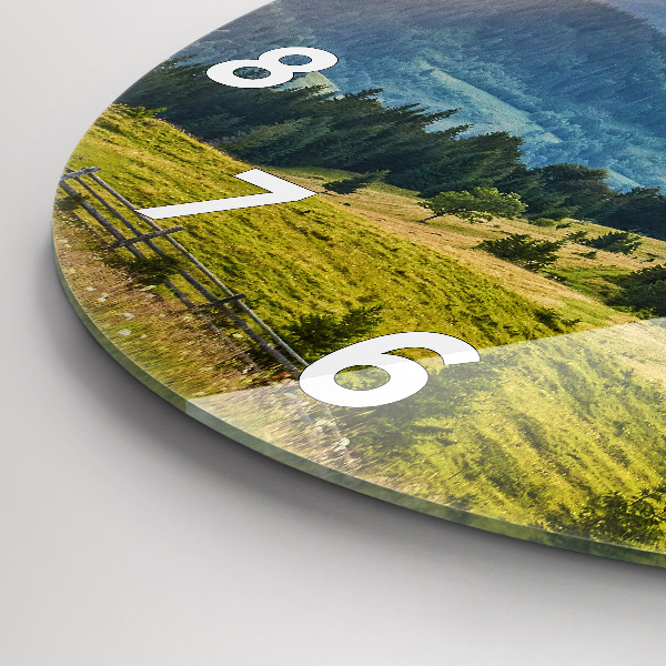 Round glass clock Landscape with forests