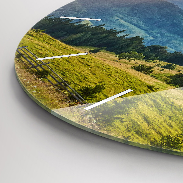 Round glass clock Landscape with forests