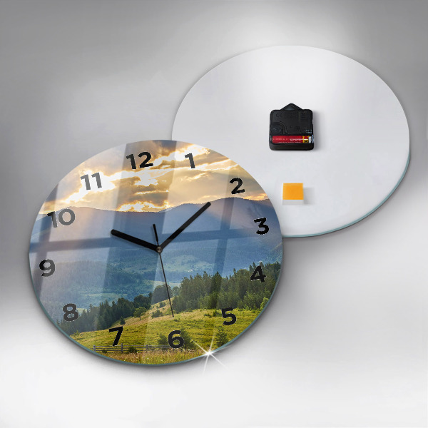 Round glass clock Landscape with forests