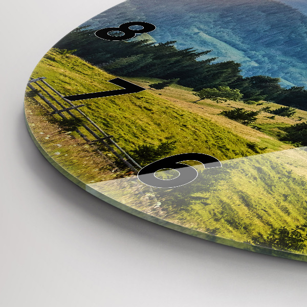 Round glass clock Landscape with forests