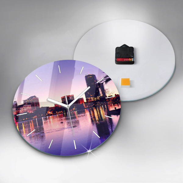 Round glass clock Orlando city skyline