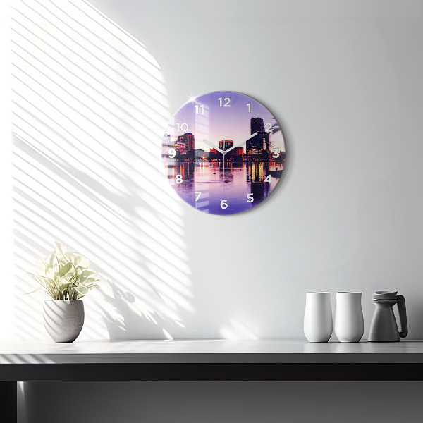 Round glass clock Orlando city skyline