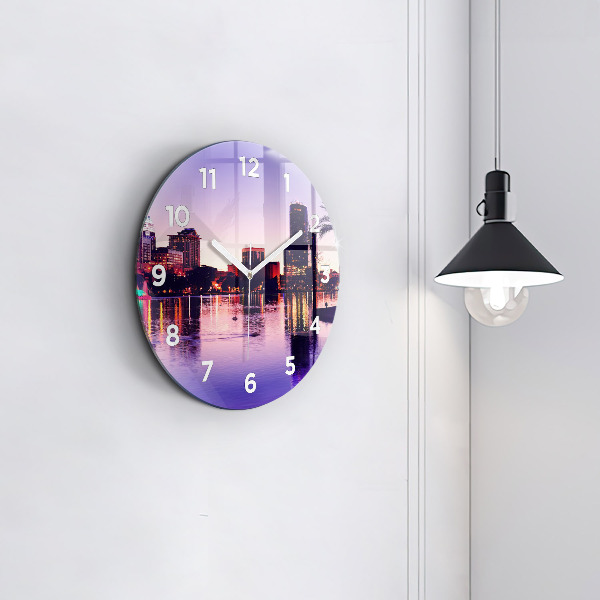Round glass clock Orlando city skyline