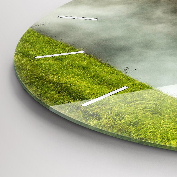 Round glass clock Mountain landscape