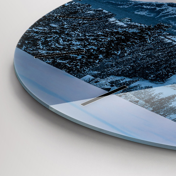 Round glass clock Mountain landscape