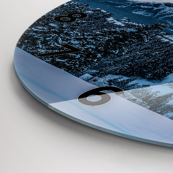 Round glass clock Mountain landscape