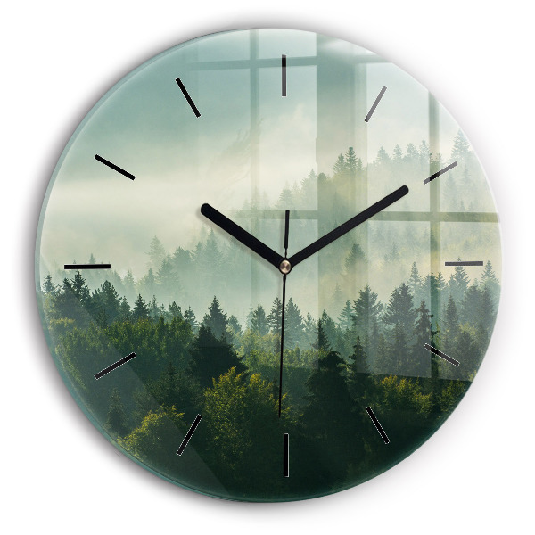 Round glass clock Sunrise Beskids