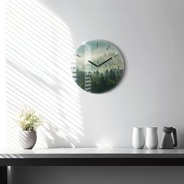 Round glass clock Sunrise Beskids
