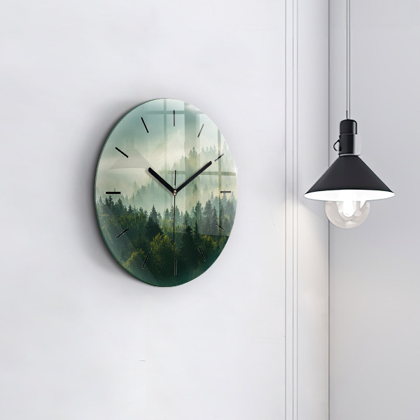 Round glass clock Sunrise Beskids