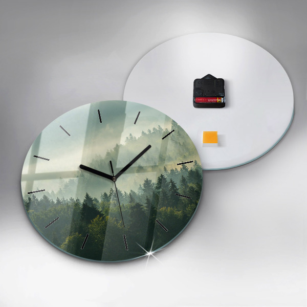 Round glass clock Sunrise Beskids