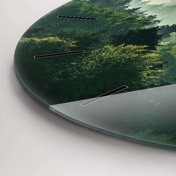 Round glass clock Sunrise Beskids