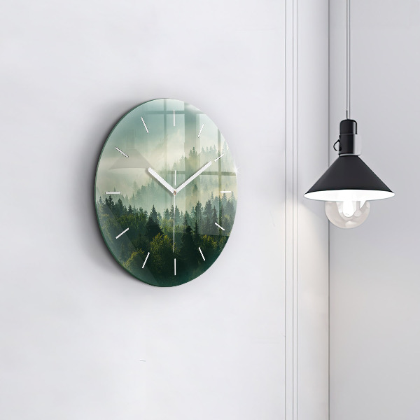 Round glass clock Sunrise Beskids