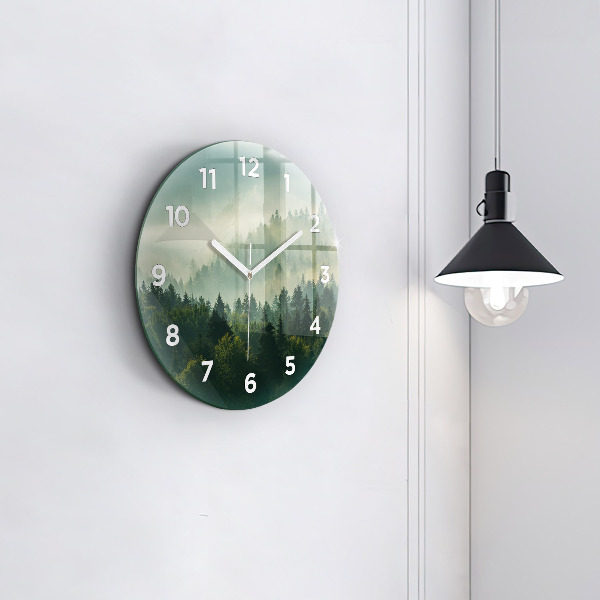 Round glass clock Sunrise Beskids