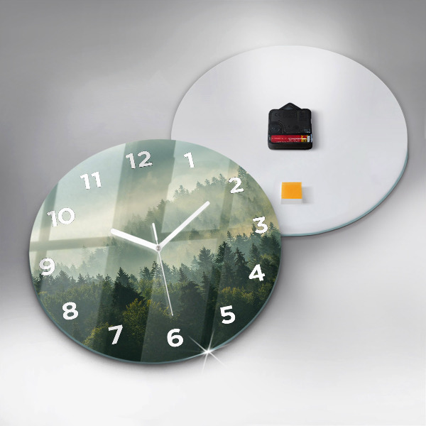 Round glass clock Sunrise Beskids