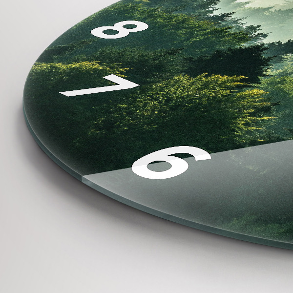 Round glass clock Sunrise Beskids