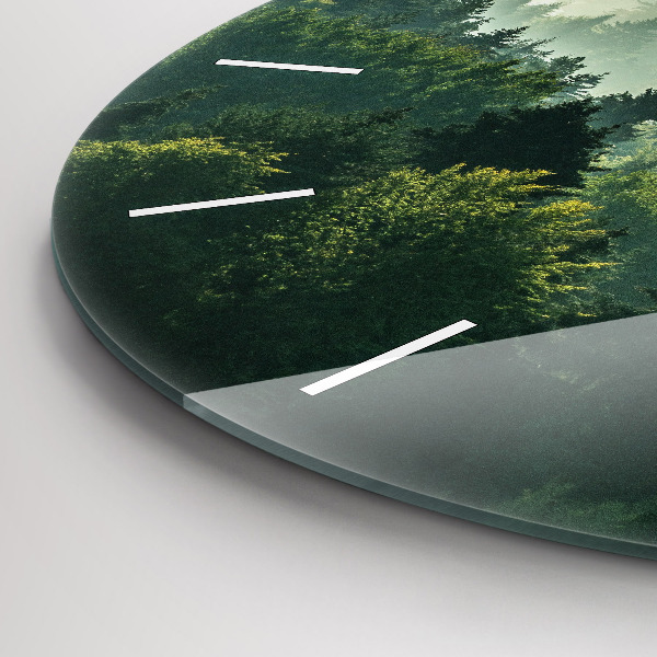 Round glass clock Sunrise Beskids