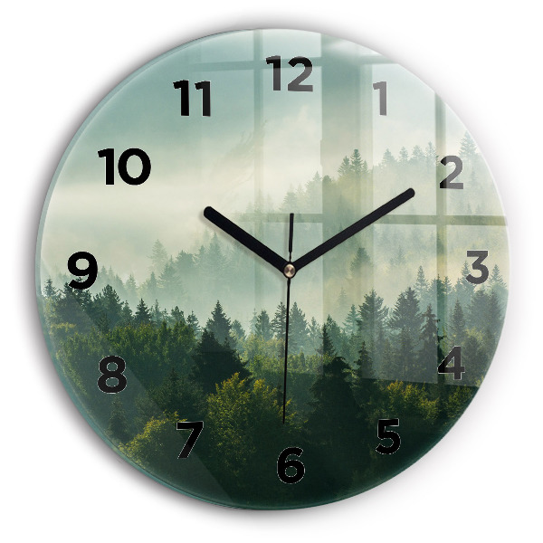 Round glass clock Sunrise Beskids