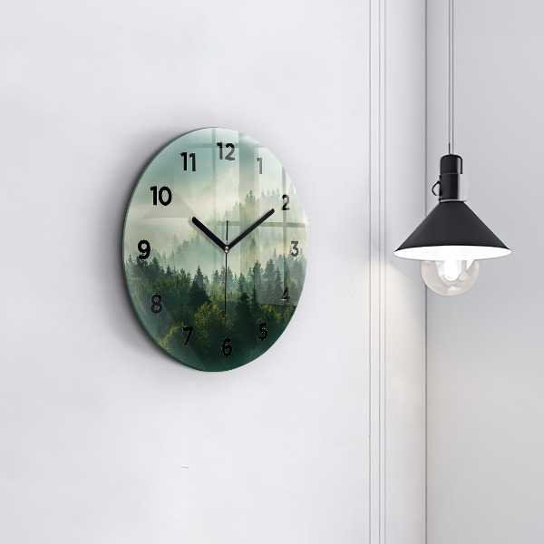 Round glass clock Sunrise Beskids