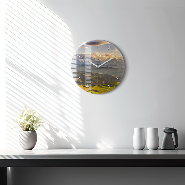 Round glass clock Mountains - Pieniny Wysoki Wierch