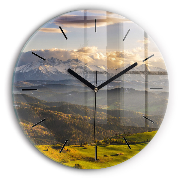 Round glass clock Mountains - Pieniny Wysoki Wierch