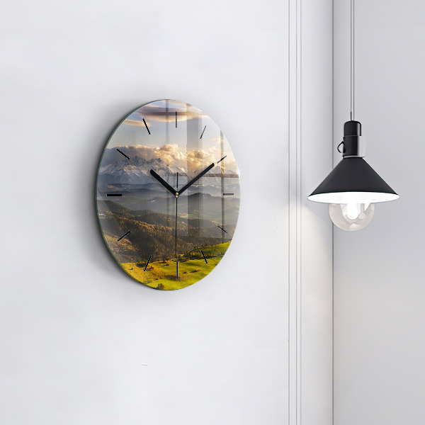 Round glass clock Mountains - Pieniny Wysoki Wierch